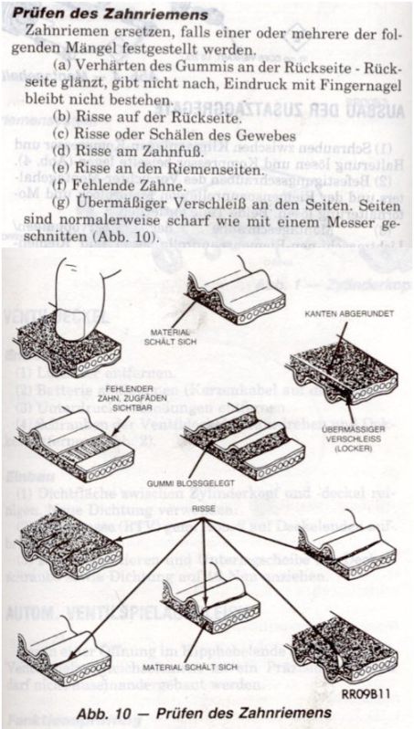 Zahnriemenbeurteilung, Prüfen des Zahnriemens
Schlüsselwörter: Zahnriemen;Riemen;Prüfen