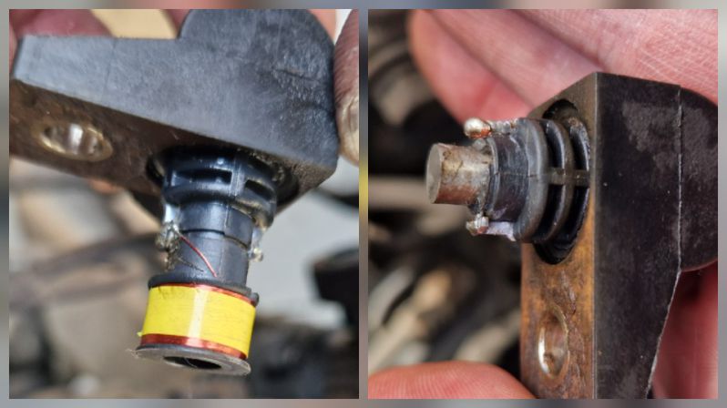 ABS Sensor
ABS Sensor scheint abgebrochen. 
Schlüsselwörter: ABS Sensor, Raddrehzahlsensor, rechts gebrochen, links intakt